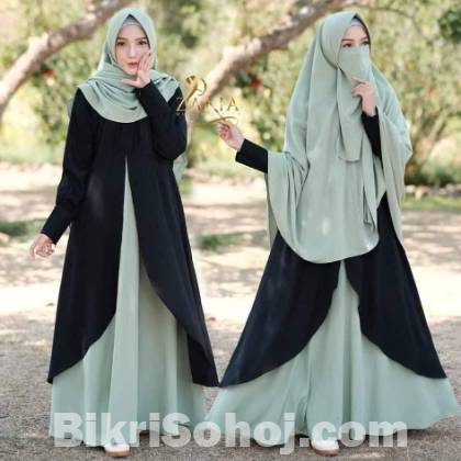 Dubai Cherry Borka with Hijab Nikab Set